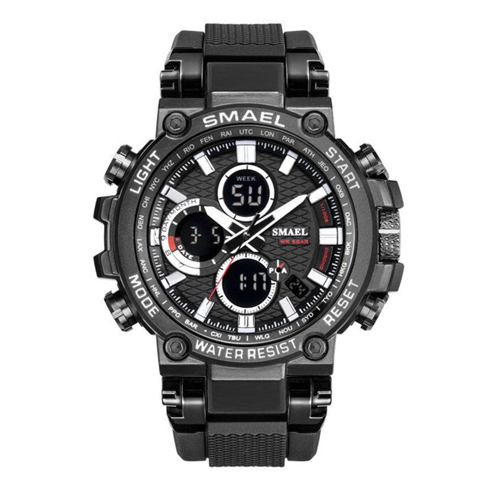 Smael Men'S Fashion Creative Large Dial Analog-Digital Sport Watch- Cherry Red Smael Men'S Fashion Creative Large Dial Analog-Digital Sport Watch- Cherry Red