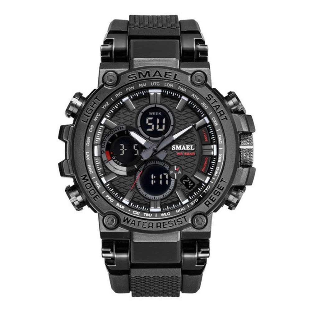 Smael Men'S Fashion Creative Large Dial Analog-Digital Sport Watch- Cherry Red Smael Men'S Fashion Creative Large Dial Analog-Digital Sport Watch- Cherry Red