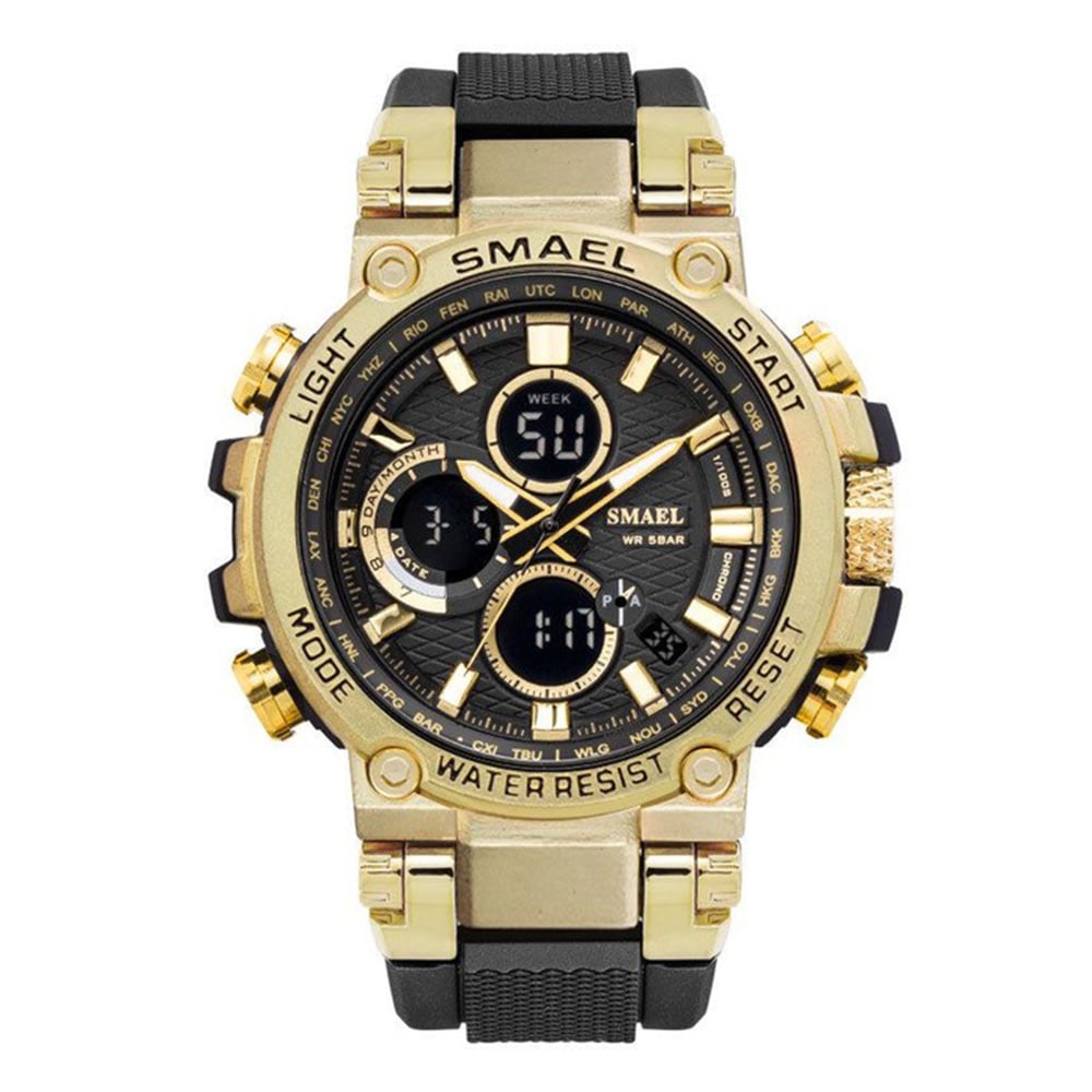 Smael Men'S Fashion Creative Large Dial Analog-Digital Sport Watch- Cherry Red Smael Men'S Fashion Creative Large Dial Analog-Digital Sport Watch- Cherry Red