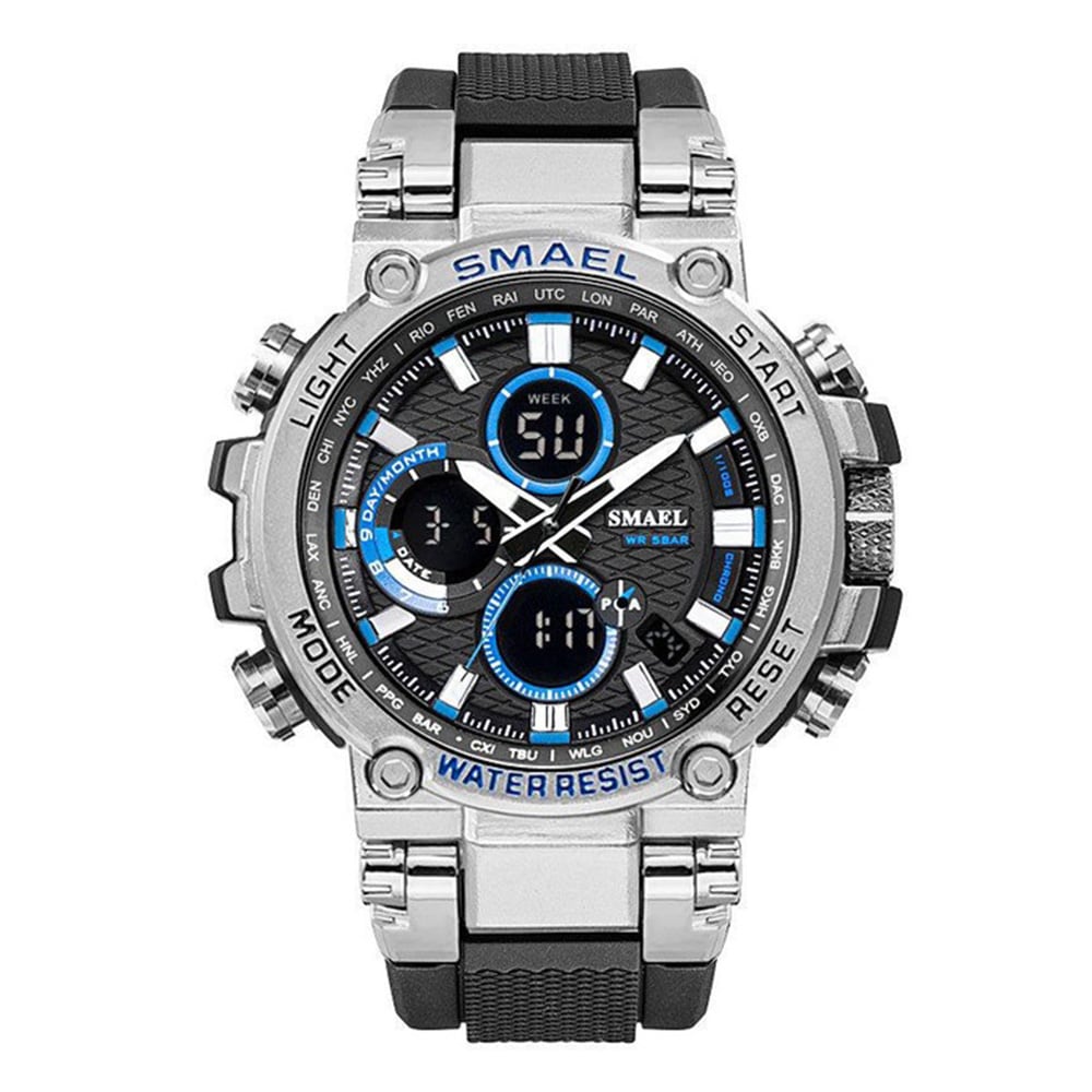 Smael Men'S Fashion Creative Large Dial Analog-Digital Sport Watch- Cherry Red Smael Men'S Fashion Creative Large Dial Analog-Digital Sport Watch- Cherry Red