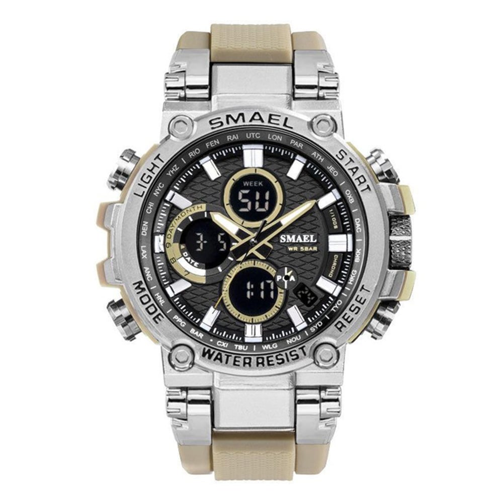 Smael Men'S Fashion Creative Large Dial Analog-Digital Sport Watch- Cherry Red Smael Men'S Fashion Creative Large Dial Analog-Digital Sport Watch- Cherry Red