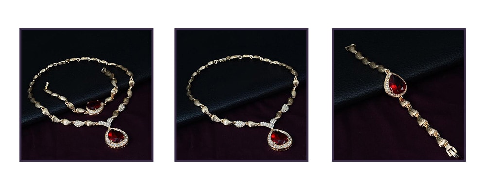 Charm Water Drop-shaped Gold Plated Women Jewelry 4PCS / Set for Wedding Banquet- Golden