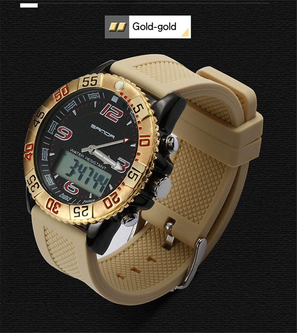 SANDA Sport Watch Men Military Waterproof Luxury Electronic Led Digital Watches- Multi-B