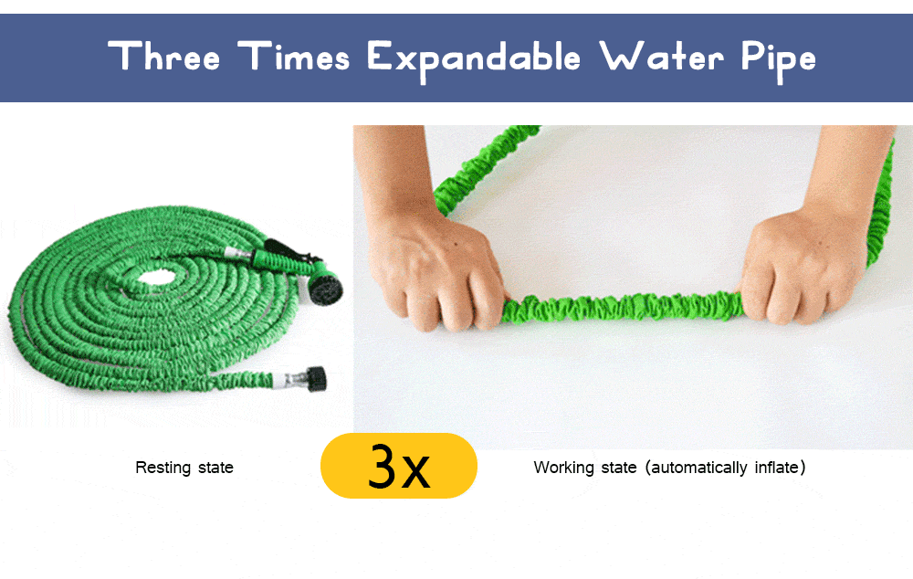 RY - 951 125FT 7 Modes Expandable Garden Water Hose Pipe with Spray Gun- Blue