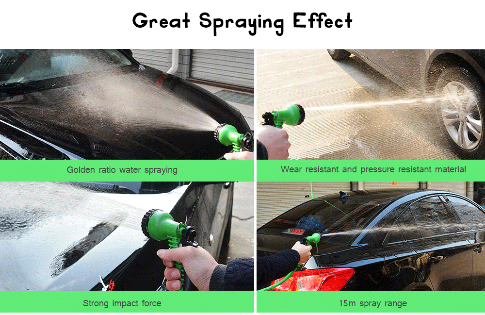 RY - 951 125FT 7 Modes Expandable Garden Water Hose Pipe with Spray Gun- Blue