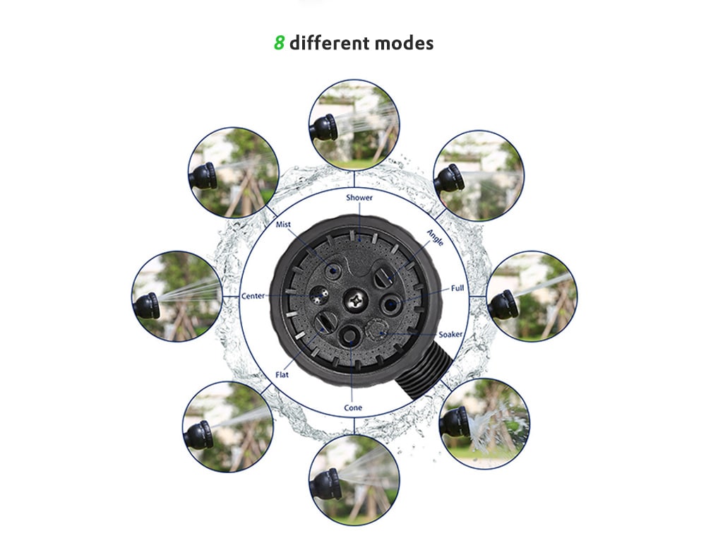 8-Mode Garden Magic Water Spray Head Adjustable Pipe Nozzle- Kelly Green