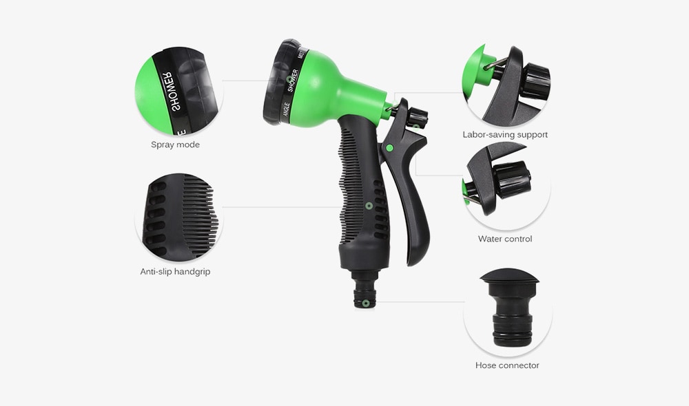 8-Mode Garden Magic Water Spray Head Adjustable Pipe Nozzle- Kelly Green