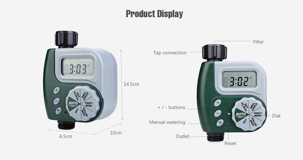 Single Outlet Hose Faucet Timer with Large Digital Display for Yard Garden Greenhouse- Greenish Blue