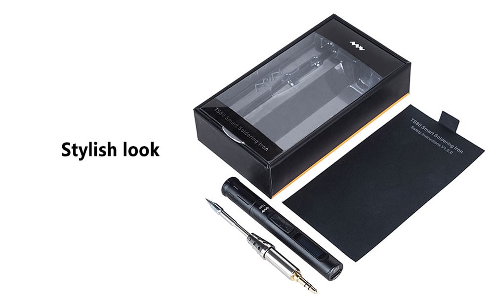 TS80 USB Charging Adjustable Garden Electric Soldering Iron Pen with Backlight OLED Screen- Black