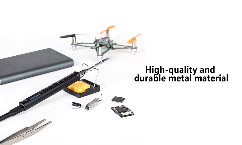 TS80 USB Charging Adjustable Garden Electric Soldering Iron Pen with Backlight OLED Screen- Black