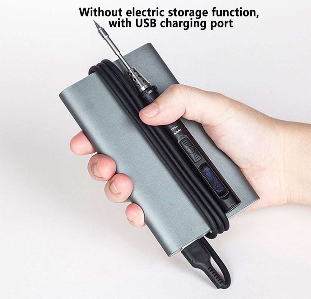 TS80 USB Charging Adjustable Garden Electric Soldering Iron Pen with Backlight OLED Screen- Black