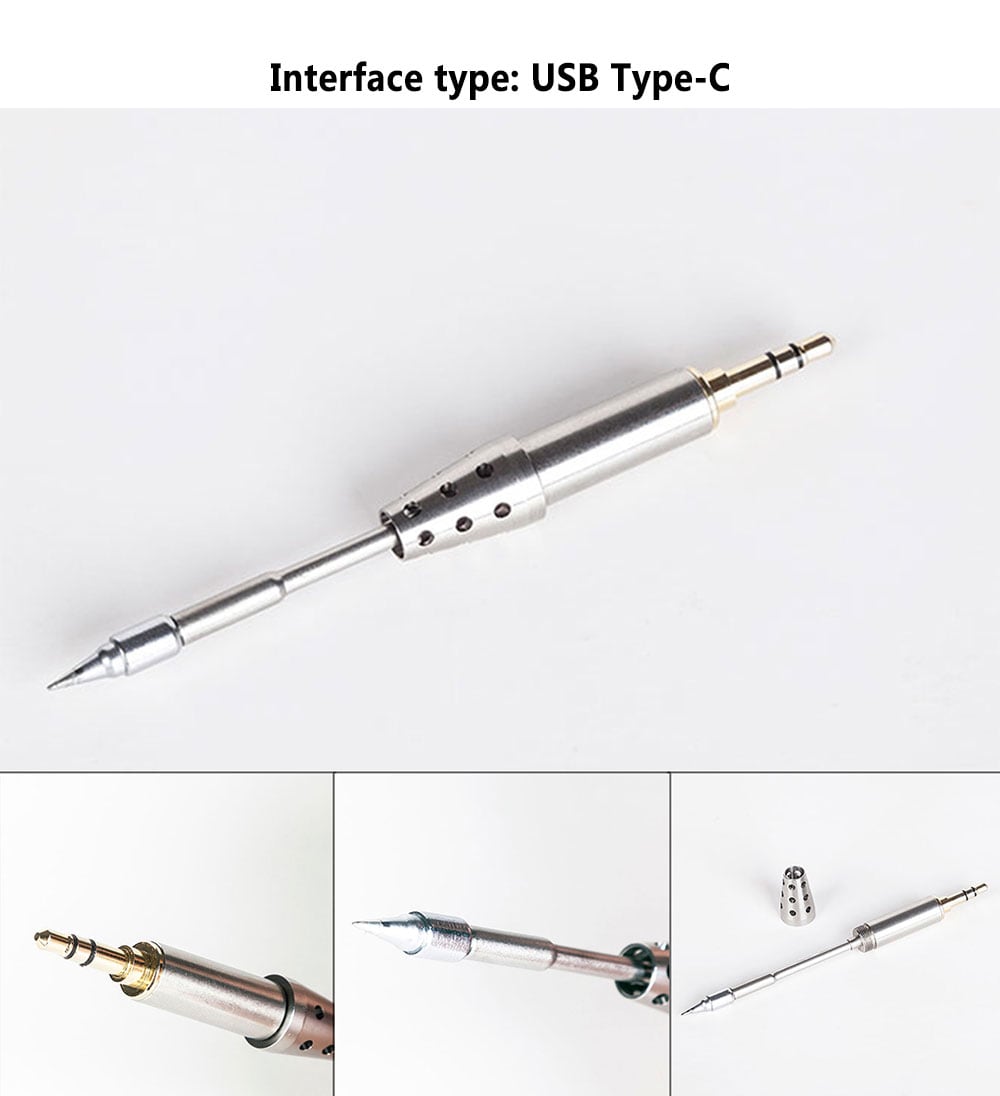 TS80 USB Charging Adjustable Garden Electric Soldering Iron Pen with Backlight OLED Screen- Black