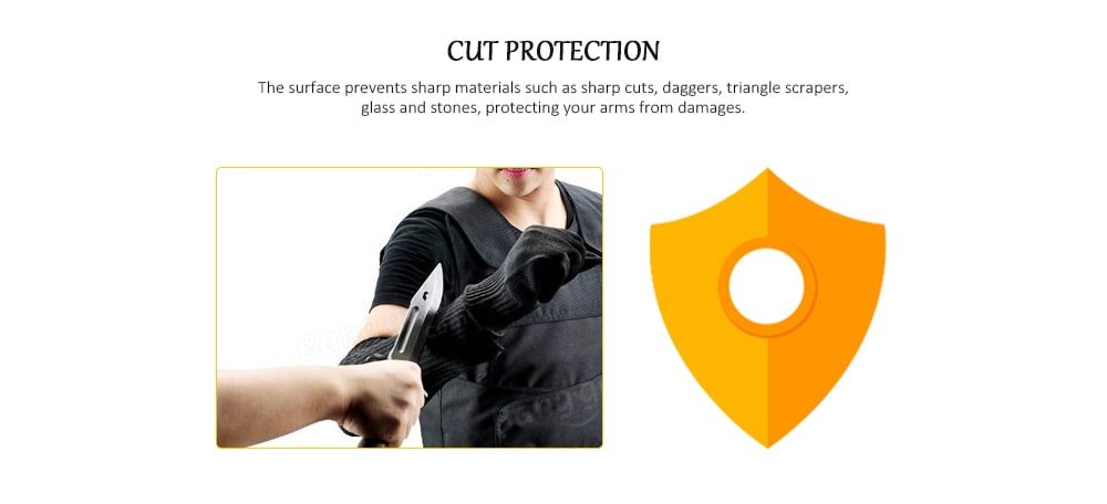 Pair of Wire Safety Cut-resistant Arm Sleeve Wear-resisting Gardening Tool Gloves- Black