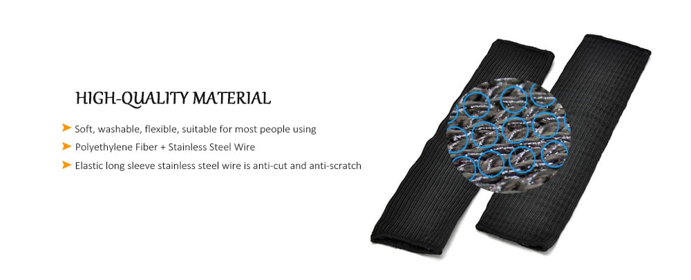 Pair of Wire Safety Cut-resistant Arm Sleeve Wear-resisting Gardening Tool Gloves- Black