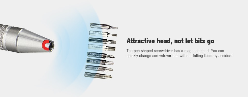 TP-3011 8 in 1 Multi Portable Pen Shaped Screwdriver Set  8 Bits Interchangeable Alloy Steel Hardware- Black