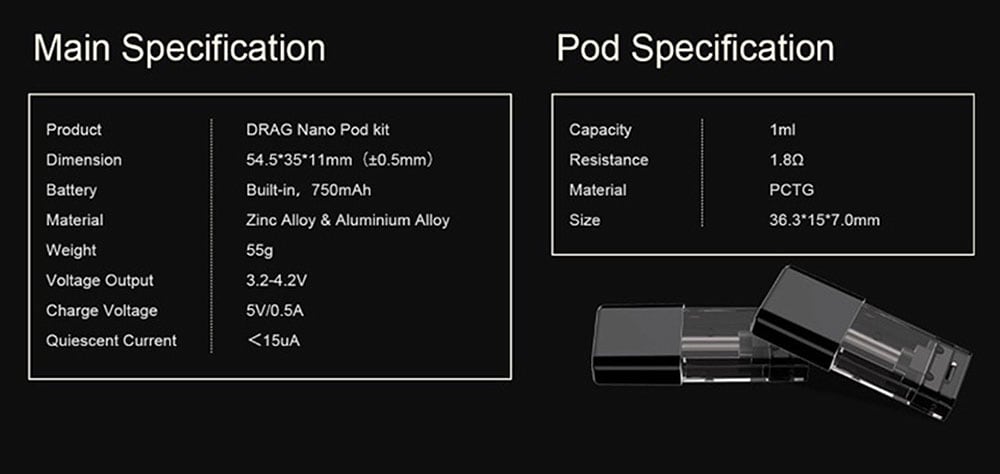 voopoo DRAG Nano Pod Kit 750mAh 1ml TPD Edition- Silk Blue