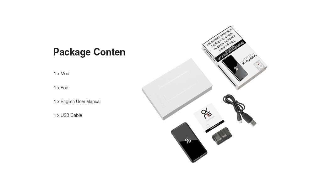 OVNSTECH Vape - X Pod Kit with 500mAh / 1.5 ohm / 1.8 ohm for E Cigarette- Black