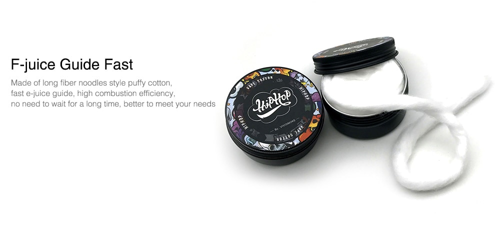 Vivismoke Vape Long Fiber Noodles Style Puffy Cotton- Black