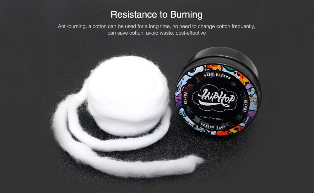 Vivismoke Vape Long Fiber Noodles Style Puffy Cotton- Black