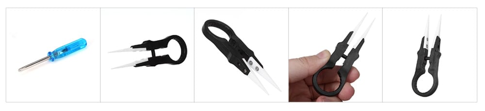 Teflon Ceramic Tweezers DIY Tool with Screwdriver for E Cigarette Atomizer- Black