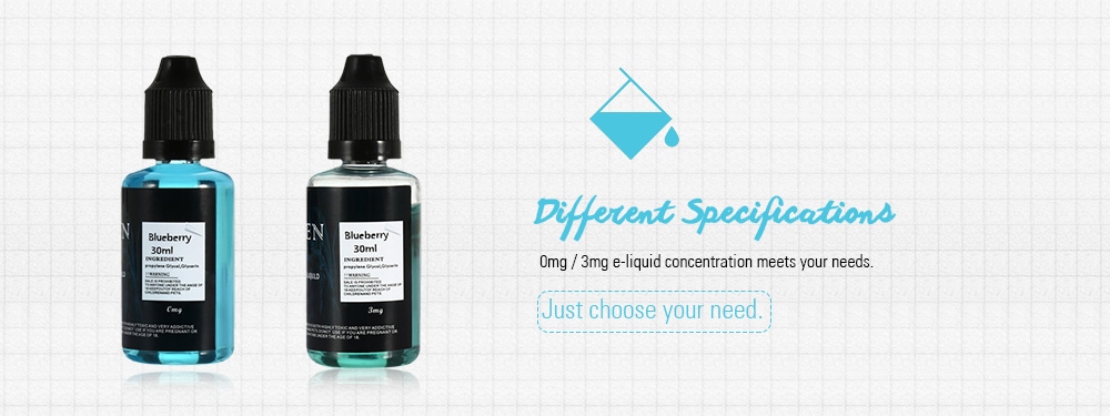 SEVEN Blueberry Flavor E-juice E-liquid for E Cigarette- Transparent 30ml 3mg