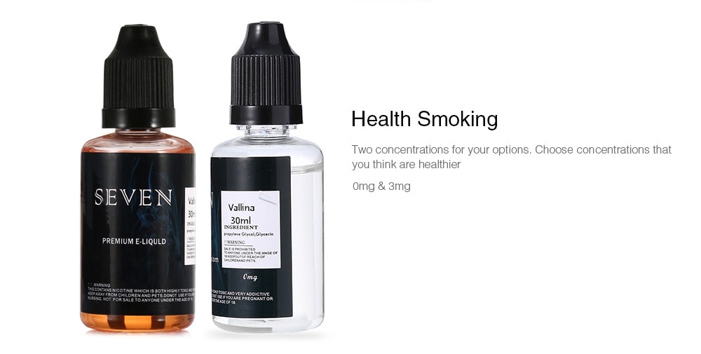 SEVEN Vanilla Flavor E-juice E-liquid for E Cigarette- Transparent 30ml 3mg