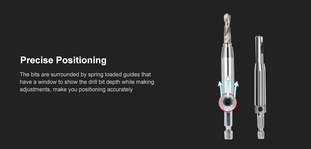 Self Centering Hinge Twist Drill Bits Window Doors Screw Hole Saw Woodworking Tool 7pcs - Silver