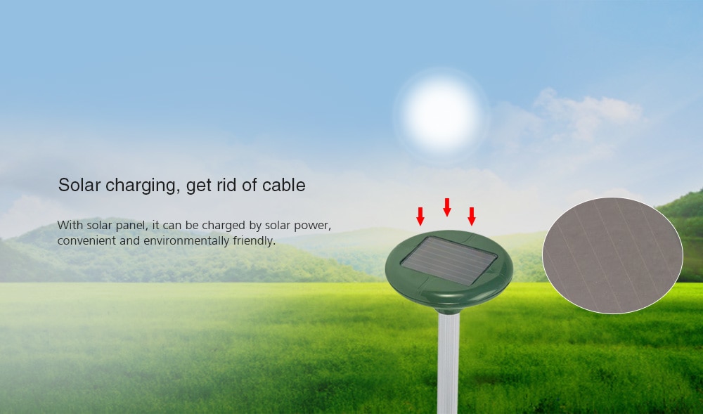 RC - 501 Solar Power Ultrasonic Sonic Gopher Mole Snake Mouse Pest Repeller Repellent for Lawn Garden Yards- Green