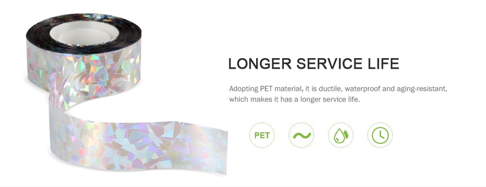 Reflective Laser Anti-bird Ribbon Animal Repellent Tape- Silver 150 feet