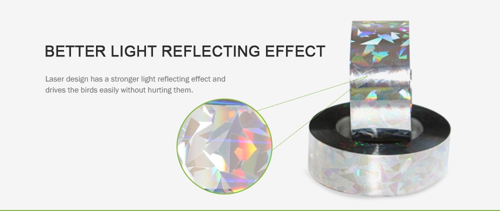 Reflective Laser Anti-bird Ribbon Animal Repellent Tape- Silver 150 feet
