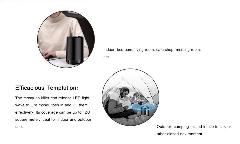 USB Powered Insect Light-sensitive LED Light Mosquito Killer Lamp- Black