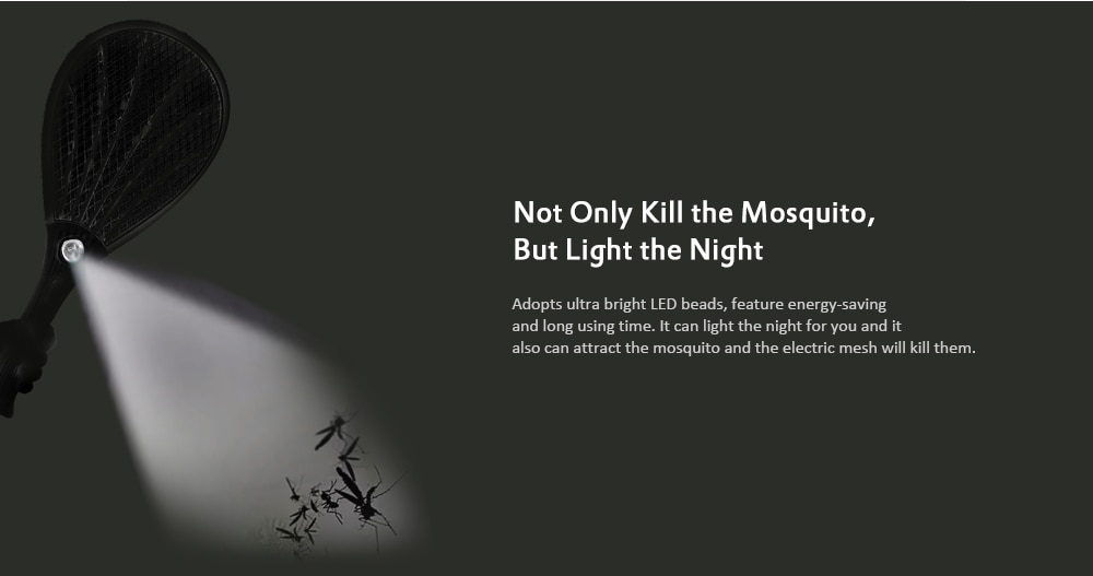 Rechargeable Electric Bug Mosquito Swatter with LED Lamp- Green