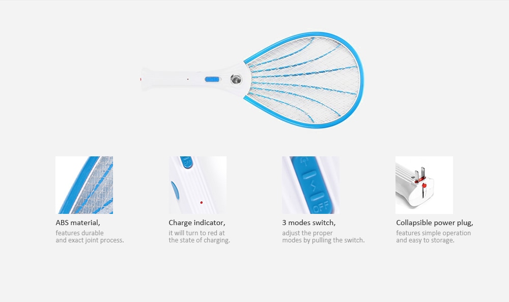 Rechargeable Electric Bug Mosquito Swatter with LED Lamp- Green