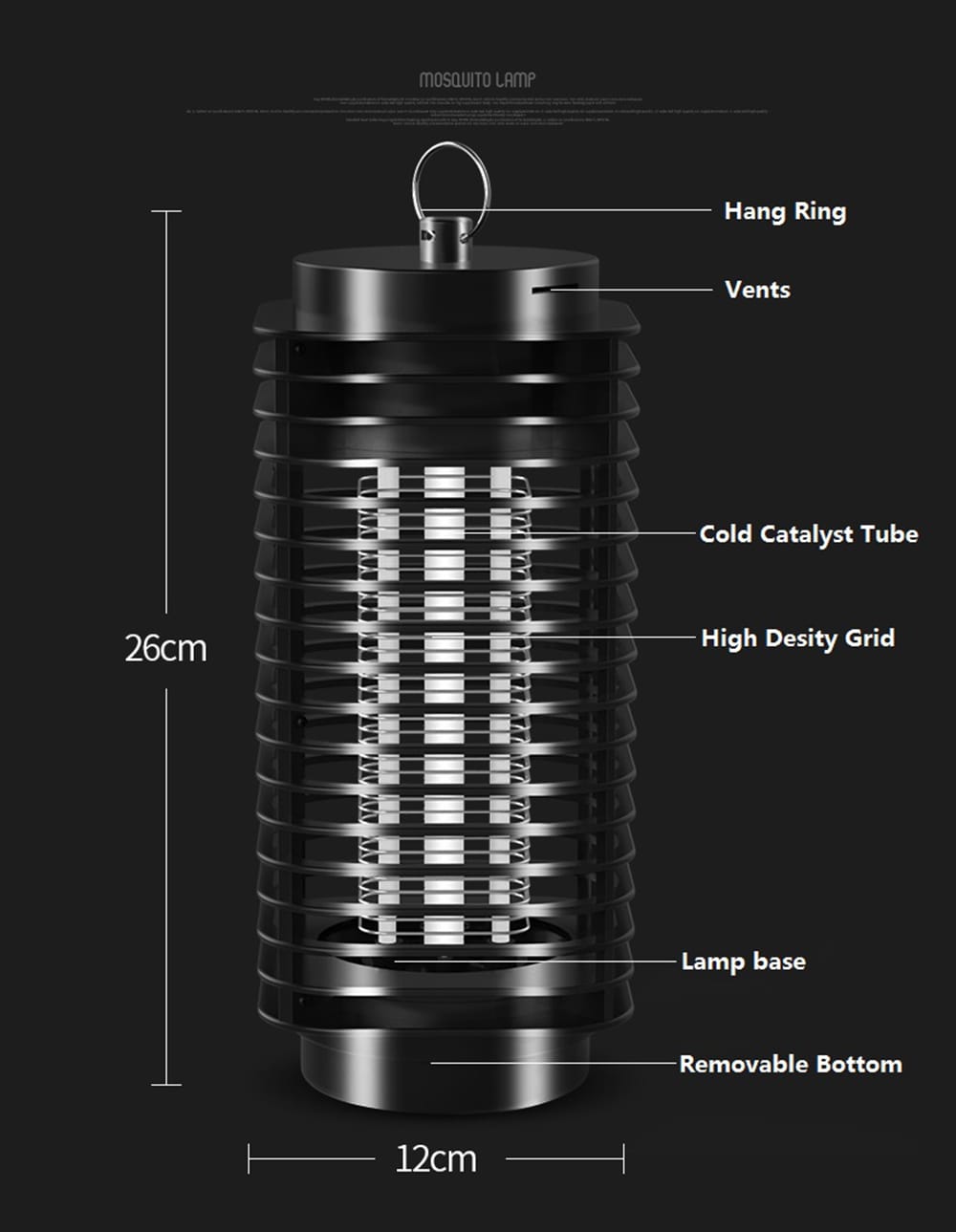 NT - 8 Photocatalyst Electronic Mosquito Killer Indoor Bug Zapper Lamp - Black US PLUG 110V