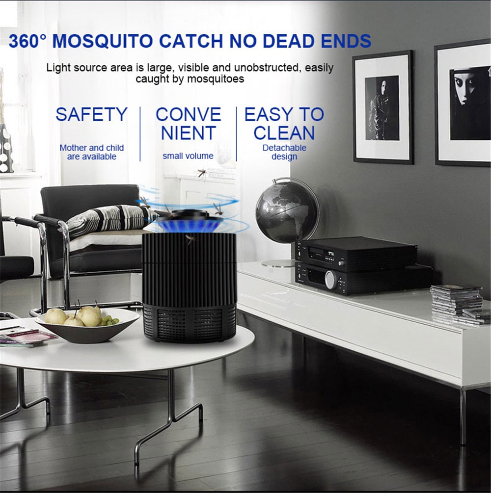 USB Photocatalyst Killer  Mosquito LED Light Trap  Pest Control- Black