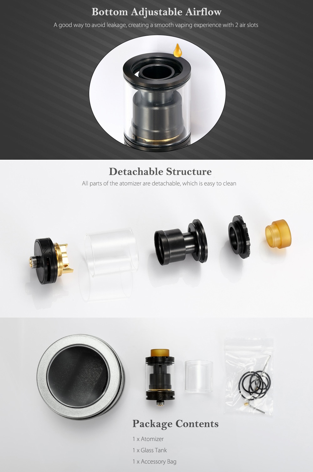 ST Version RL RTA Rebuildable Tank Atomizer- Golden