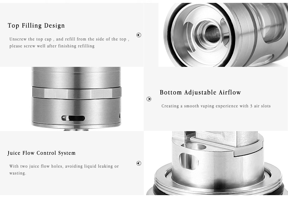 SER V4 RTA with Top Filling Design / Bottom Adjustable Airflow / 4.5ml for E Cigarette- Black