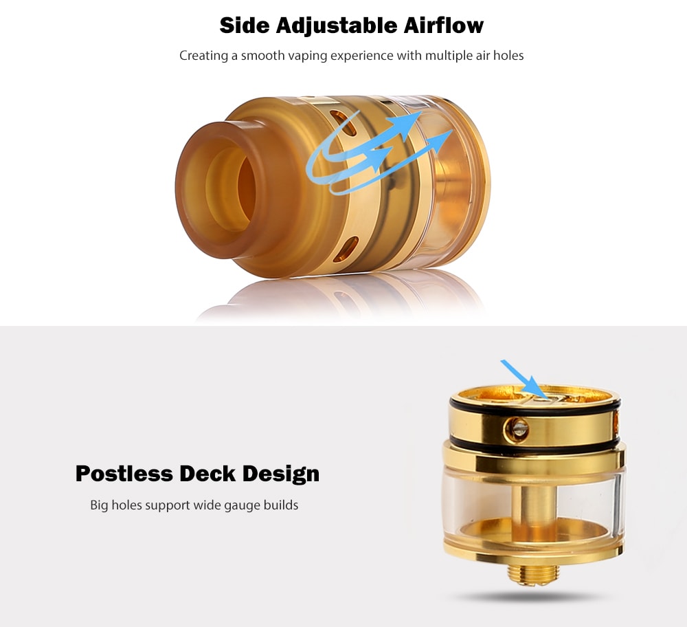 ST Version YV RDTA with 3ml / Top Adjustable Airflow for E Cigarette- Golden