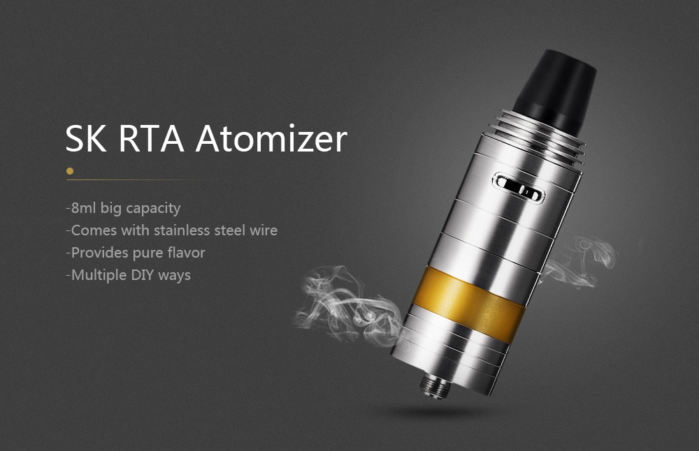 SK RTA Atomizer with 8ml / Side Adjustable Airflow / Dual Posts for E Cigarette- Black