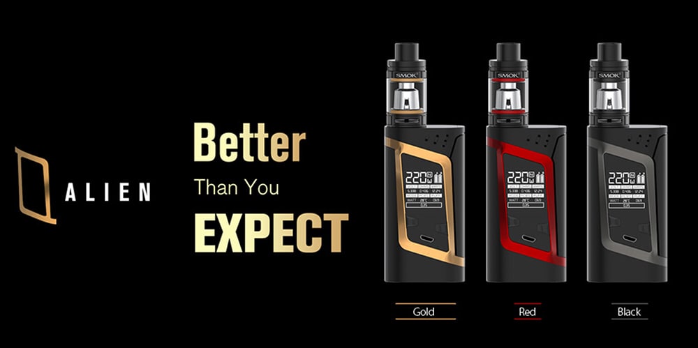 RHA 220W Alien Kit with 200 - 600F / 100 - 315C TC Box Mod / 3.0ml / 0.15ohm / 0.4ohm TFV8 Baby Tank Atomizer for E Cigarette- Black and Grey