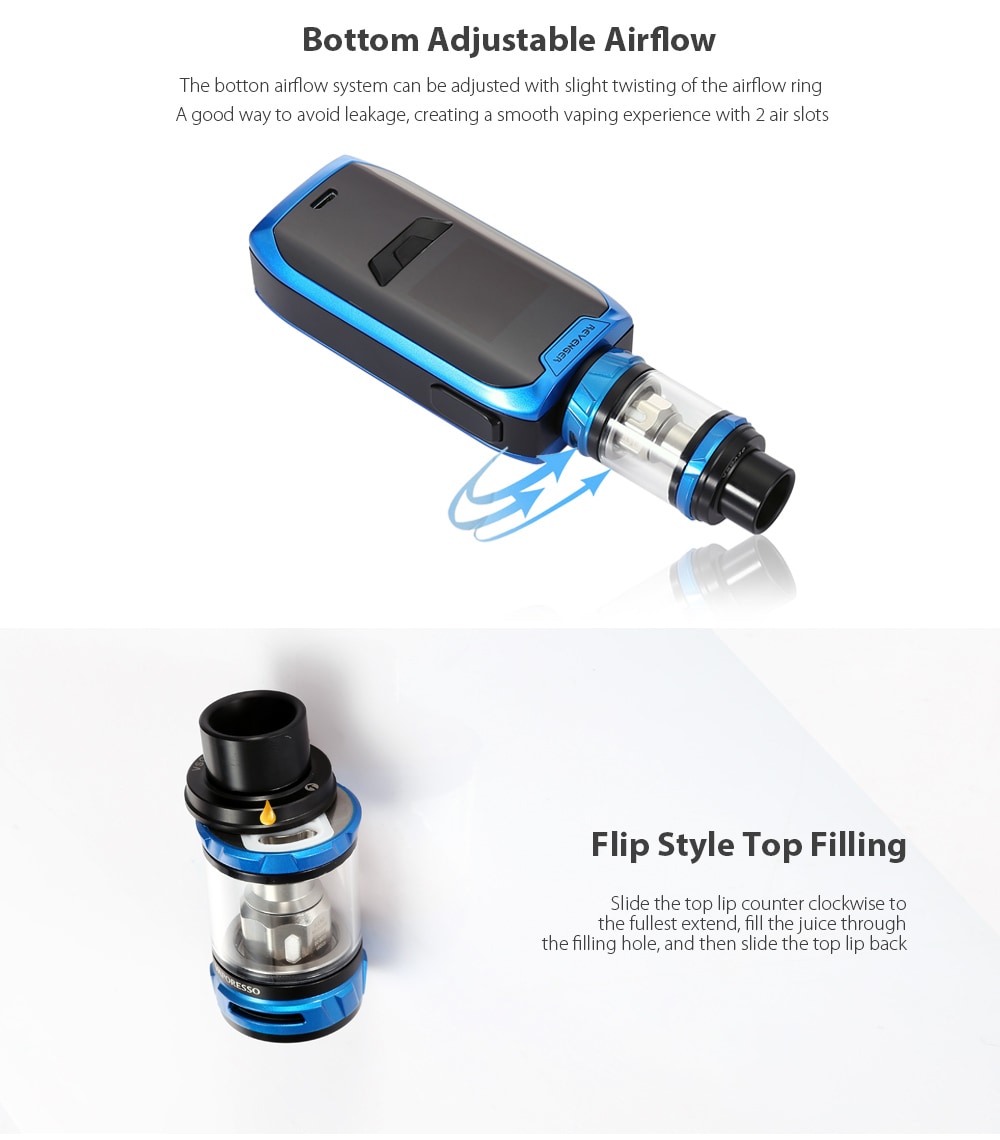 Original Vaporesso Revenger Kit with NRG 5ml Tank / 5 - 220W / Multiple Modes / 0.15 ohm for E Cigarette- Blue