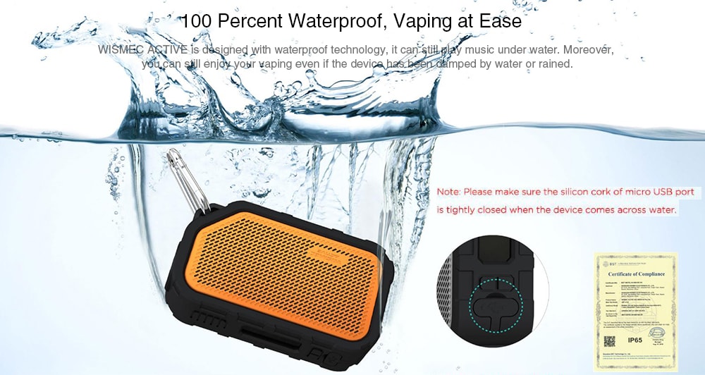 WISMEC Active Bluetooth Music TC Kit with 4.5ml Amor NS Plus Atomizer / Built-in 2100mAh Li-ion Battery- Black