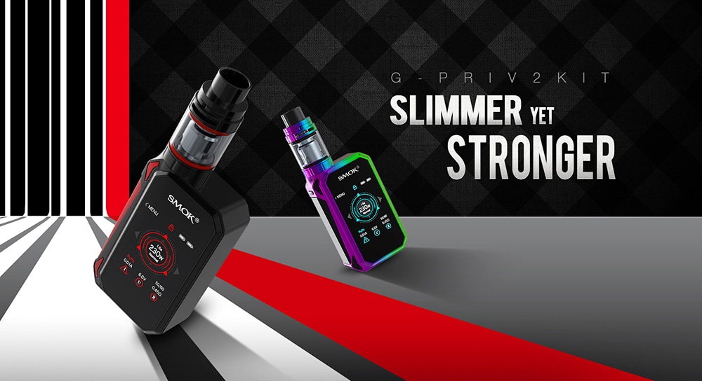 Original SMOK G - PRIV2 Kit with 1 - 230W / 100 - 315C / 200 - 600F / 4ml Clearomizer for E Cigarette- Golden