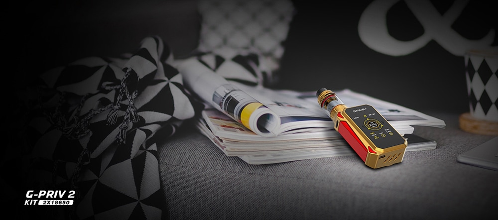 Original SMOK G - PRIV2 Kit with 1 - 230W / 100 - 315C / 200 - 600F / 4ml Clearomizer for E Cigarette- Golden