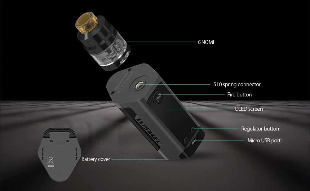 Wismec Reuleaux RX GEN3 GNOME Kit with 0.15 ohm / 2ml Clearomizer / Supporting 3pcs 18650 Batterious for E Cigarette- Green