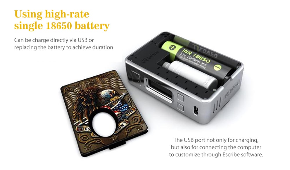 Original Hcigar VT Inbox Squonk Kit with Evolv DNA75 Chip / 1 - 75W / 100 - 300C / 200 - 600F for E Cigarette- Red