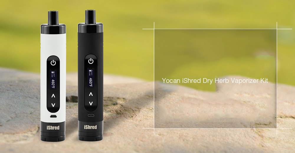 Yocan iShred Dry Herb Vaporizer Kit with Built-in 2600mAh Li-ion Battery- Black