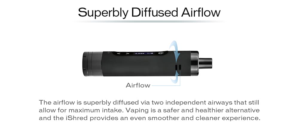 Yocan iShred Dry Herb Vaporizer Kit with Built-in 2600mAh Li-ion Battery- Black