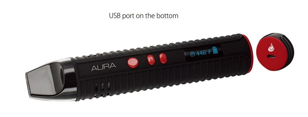 Original Flowermate Aura Dry Herb Vaporizer Pen with 2600mAh Battery / 40 - 230C / Ceramic Heating Chamber / LED Display- Black