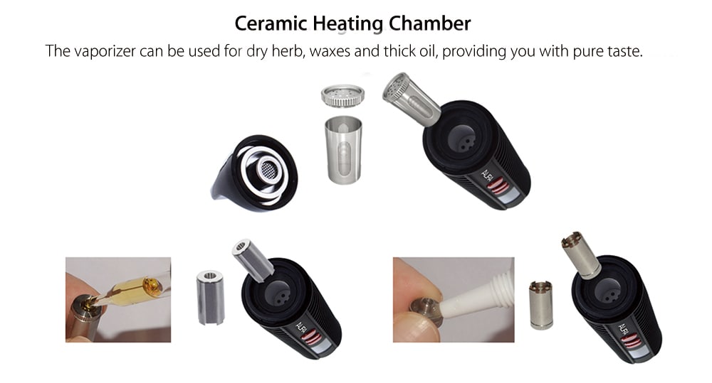 Original Flowermate Aura Dry Herb Vaporizer Pen with 2600mAh Battery / 40 - 230C / Ceramic Heating Chamber / LED Display- Black